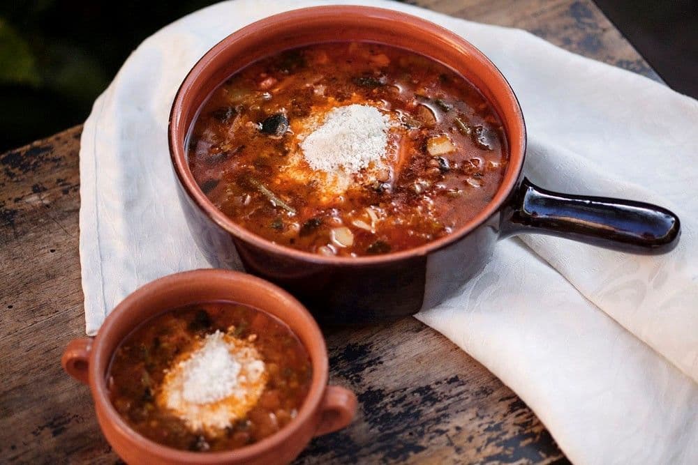 Minestrone soup with Parmigiano Reggiano rinds