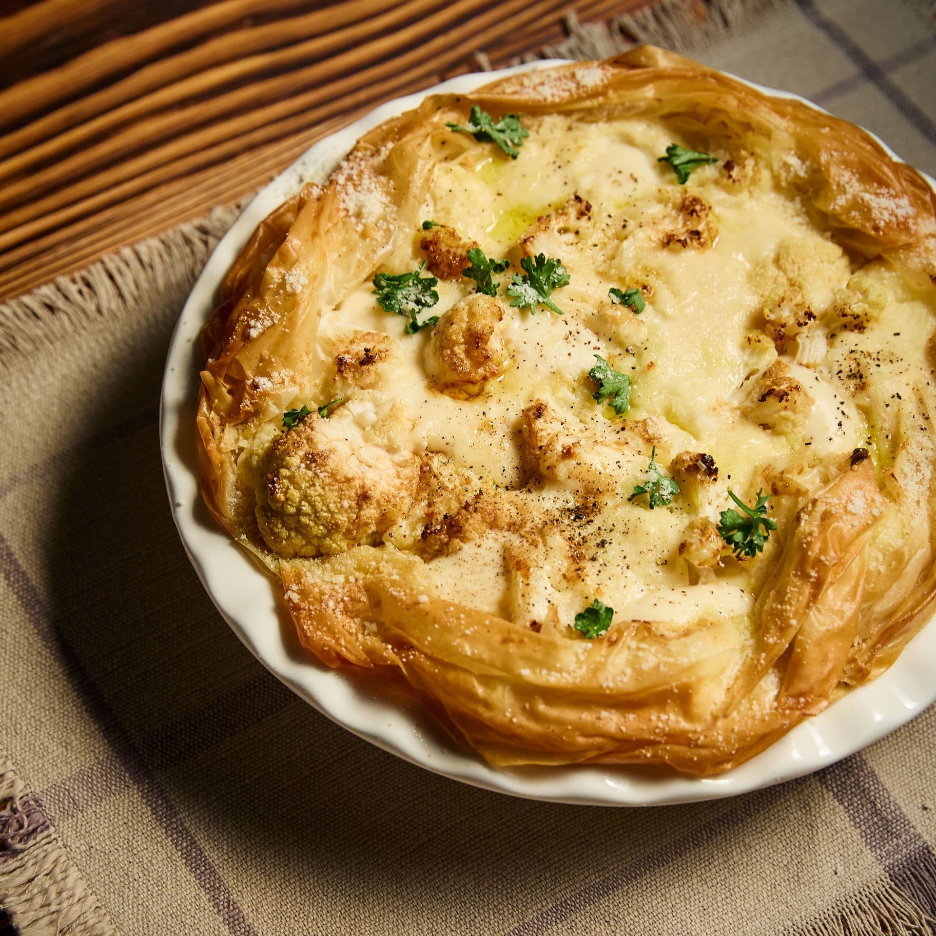 Cauliflower cheese pie